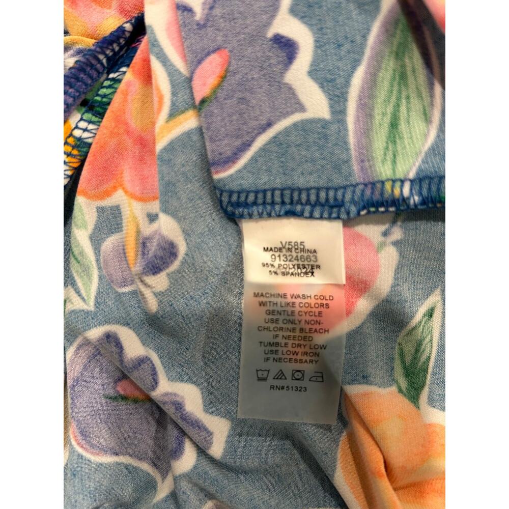 Vince Camuto Womens Floral Crewneck Split Back Keyhole Tank Top XL Sleeveless - Picture 7 of 9